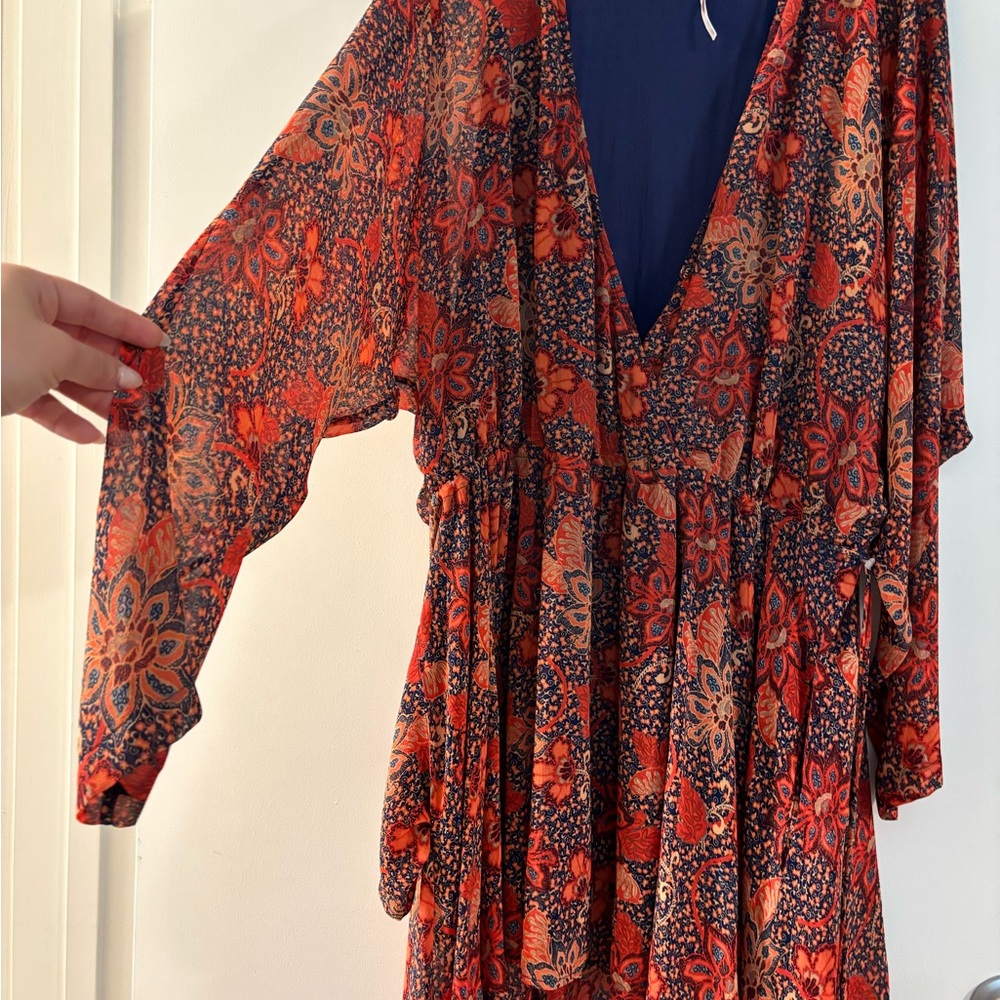 Free people Floral Red and Blue Maxi Dress